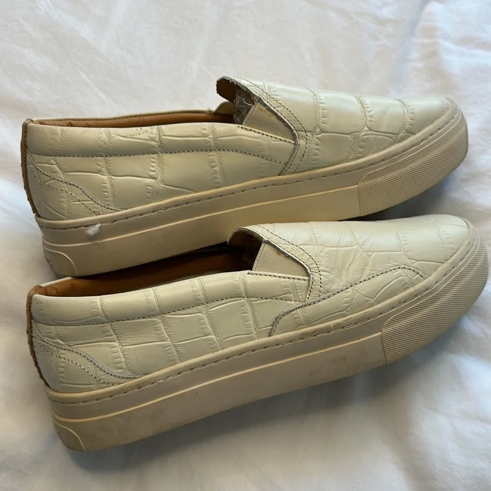 Leather soludos 9.5 cream slide sneaker espadrilles - Picture 3 of 11